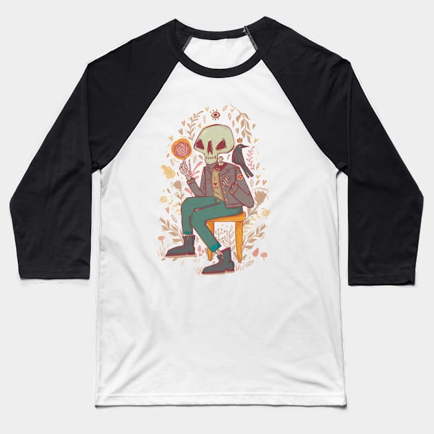 Dead loves life Baseball T-Shirt by Little Miss Arkham